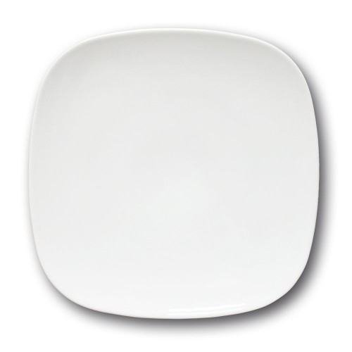 Assiette carrée en porcelaine blanche - L 26 cm