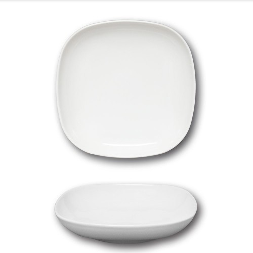 Assiette carrée porcelaine blanche - L 26 cm - Danubio