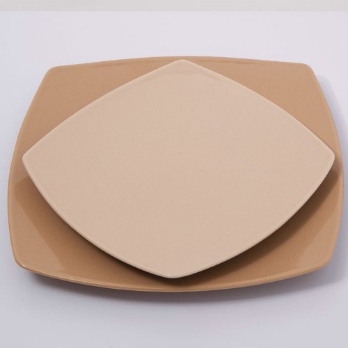 Assiette plate carrée couleur Crème - L 26 cm - Tokio
