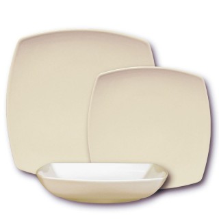 Lot de 6 assiettes à dessert porcelaine italienne Crème - L 21 cm - Tokio