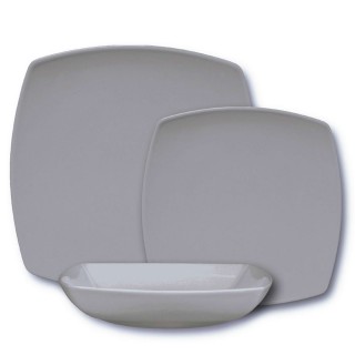 Assiette creuse porcelaine italienne Gris- L 21 cm - Tokio