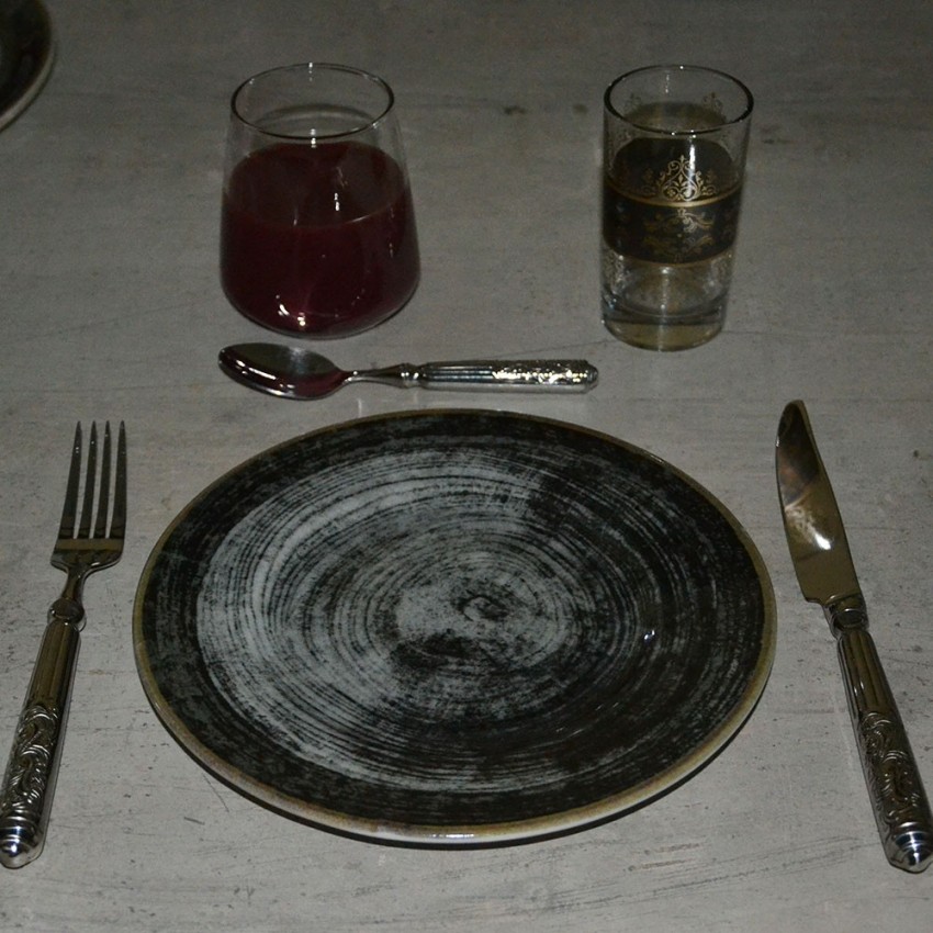 Lot de 6 assiettes plates Black Round - D 26 cm