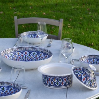 Service à couscous assiettes jattes Bakir Bleu - 6 pers
