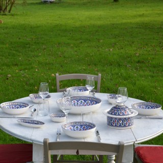 Service à couscous assiettes jattes Bakir bleu - 12 pers