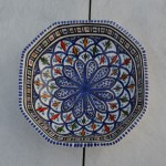 Plat octogonal Bakir bleu - L 20 cm
