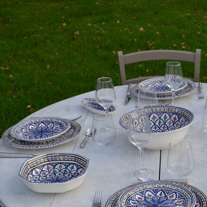 Plat octogonal Bakir bleu - L 25 cm