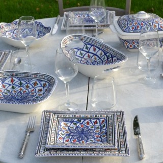 Assiette carrée Bakir bleu - L 19 cm