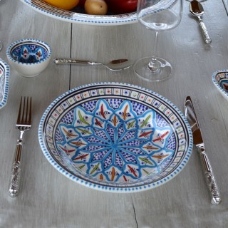 Service à couscous assiettes creuses Bakir turquoise - 6 pere