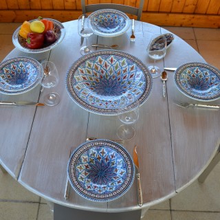 Service à couscous assiettes Tebsis Bakir turquoise - 6 pers