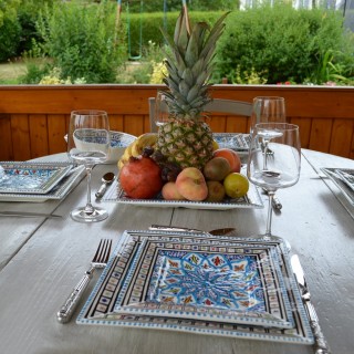 Assiette carrée Bakir turquoise - L 24 cm