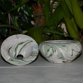 Cendrier anti fumée Marbré Vert - Moyen modèle