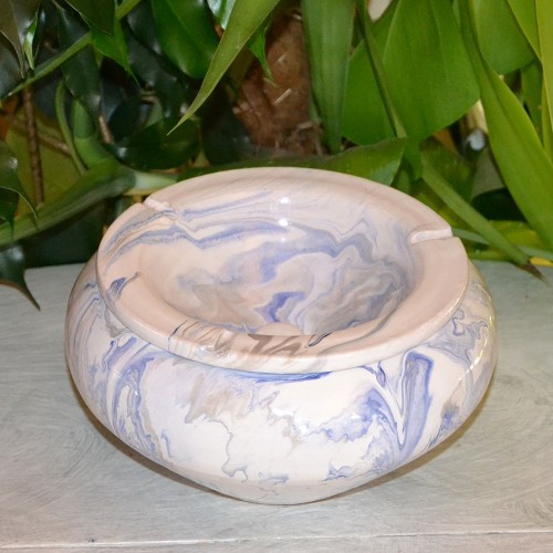Cendrier anti fumée marbré bleu, gris et blanc - Grand modèle 2