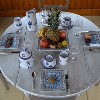 Plat carré Bakir turquoise - L 30 cm