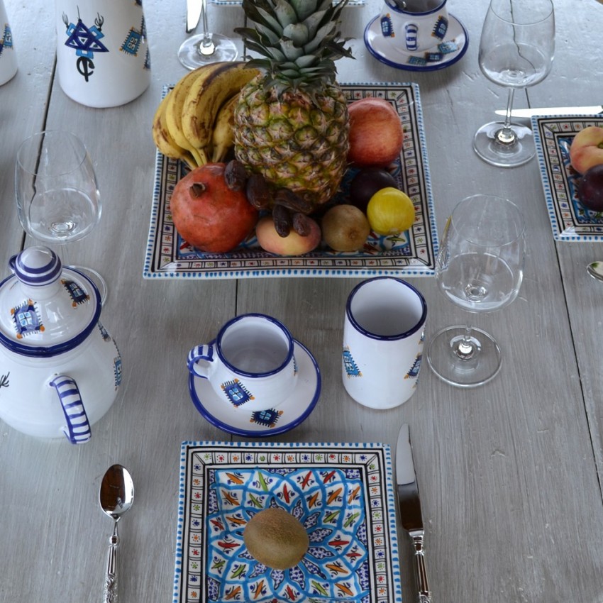 Plat carré Bakir turquoise - L 30 cm