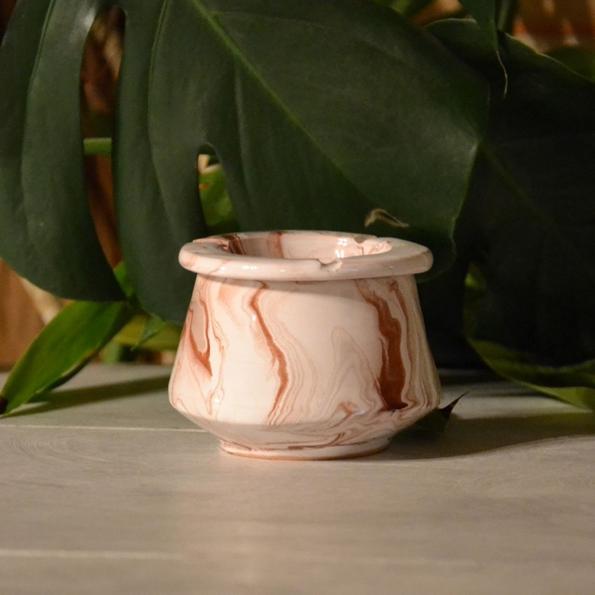 Cendrier Tunisien Karim marbré marron, gris et blanc