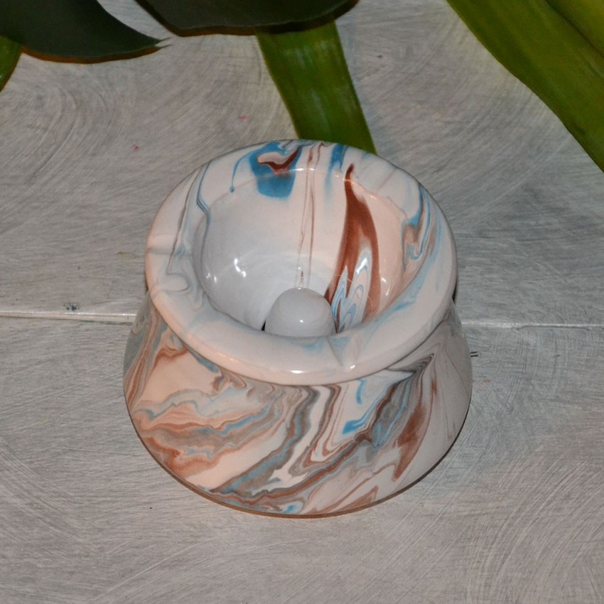 Cendrier Tunisien Karim marbré marron, bleu et blanc