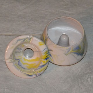 Cendrier Tunisien Karim marbré bleu, jaune et blanc