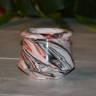 Cendrier Tunisien Karim marbré noir, rouge et blanc