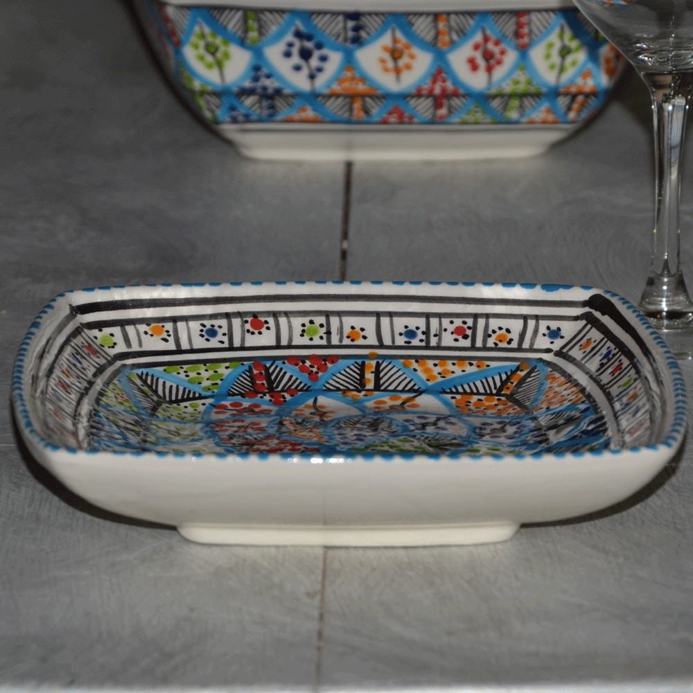 Lot De 4 Assiettes Creuses Tebsi Bakir – Diamètre 23 Cm, Décor Peint à La Main – Pour Couscous, Paëlla, Soupe – Lave-vaisselle Et Micro-ondes