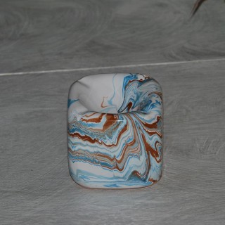 Cendrier anti fumée Cube marbré bleu, marron et  blanc