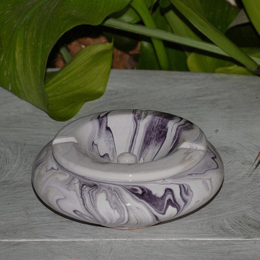 Cendrier marocain Anis marbré violet et blanc Moyen Modèle