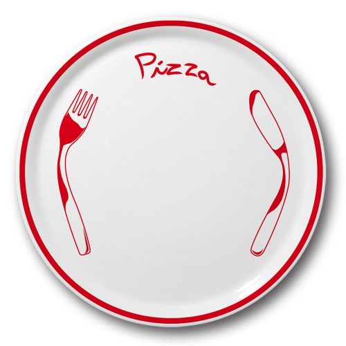 Lot de 4 assiettes à pizza Rouge et Noire- D 31 cm - Napoli