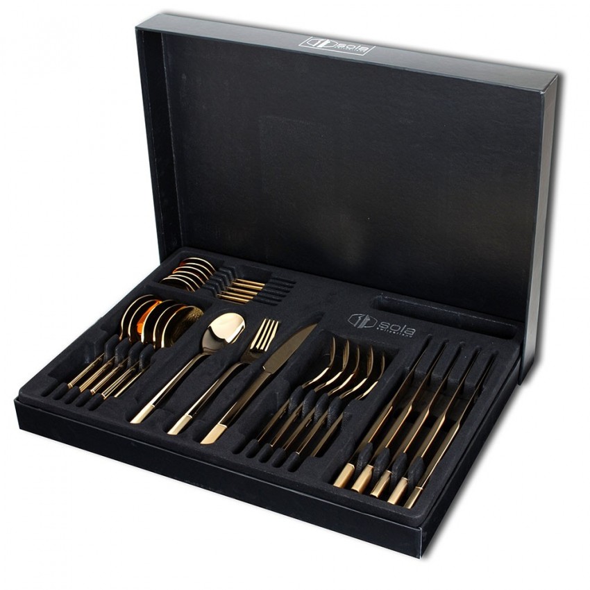 Ménagère 6 personnes en inox 24 pièces Luxus Or