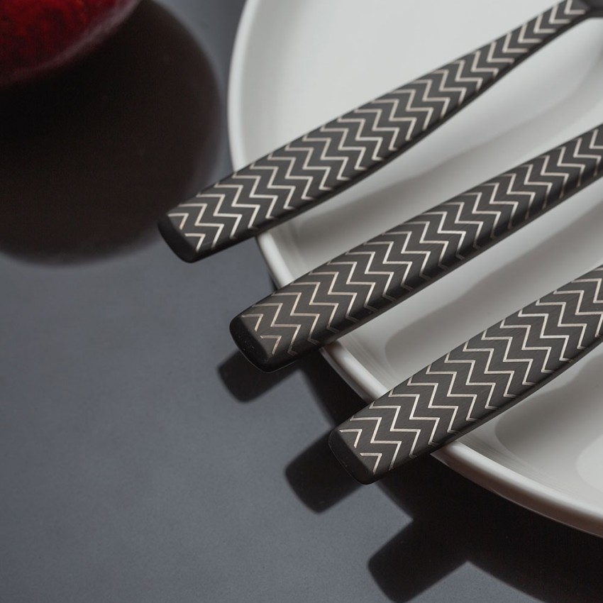 Ménagère 6 personnes en inox 24 pièces Gaya Black Chevron