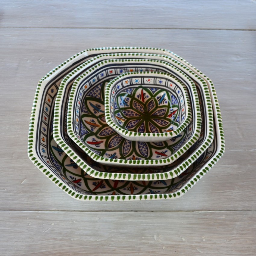 Plat octogonal Bakir vert - L 16 cm