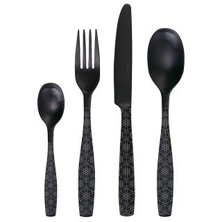 Ménagère 6 personnes en inox 24 pièces Gaya Black Hexagon