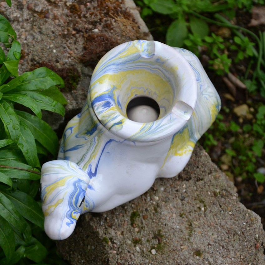Cendrier marocain Chameau Marbré Bleu et Jaune - Moyen Modèle