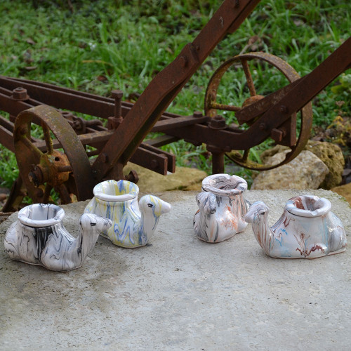 Lot de 4 cendriers marocain Chameau Marbré Moyen Modèle