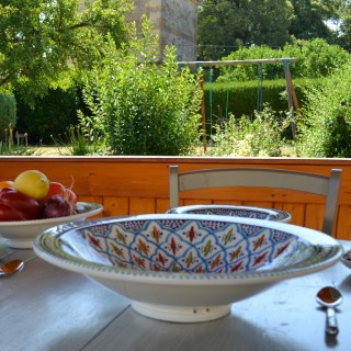 Lot de 6 grandes assiettes creuses Tebsi Bakir turquoise - D 27 cm