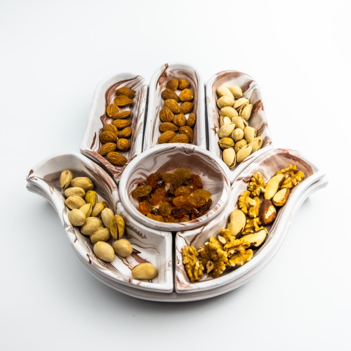 Service apéritif Main de Fatma Marbré Marron et Gris