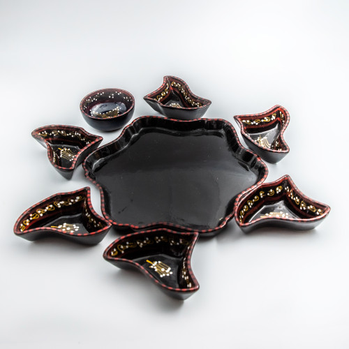 Service apéritif Fleur Tatoué Noir