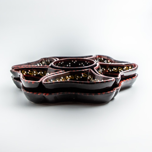 Service apéritif Fleur Tatoué Noir