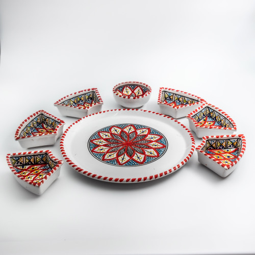 Service à apéritif Rond Bakir rouge