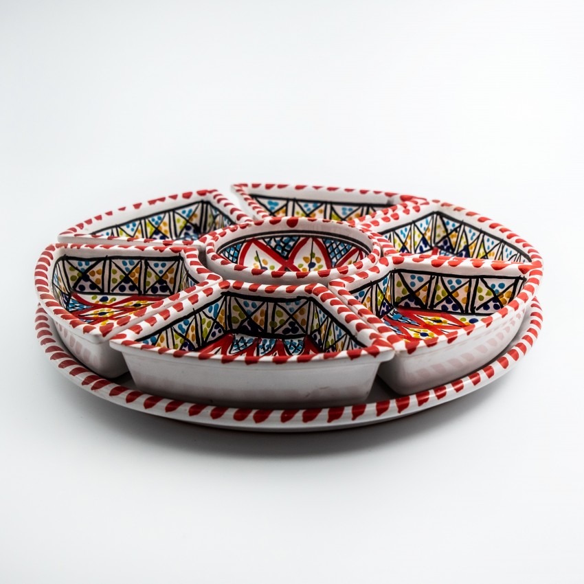 Service à apéritif Rond Bakir rouge