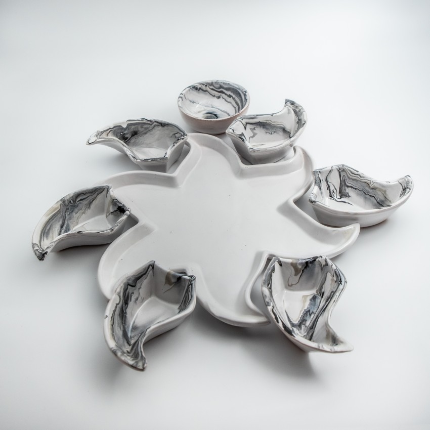 Service apéritif Etoile Marbré Noir