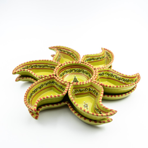 Service à apéritif étoile Tatoué Vert pistache