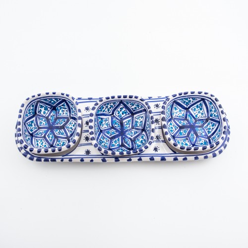 Service apéritif tri-bols Babouche Bleu 2