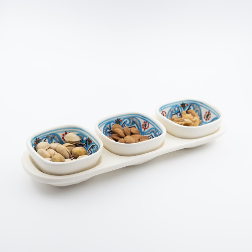 Service apéro tri-bols Marocain Turquoise 2