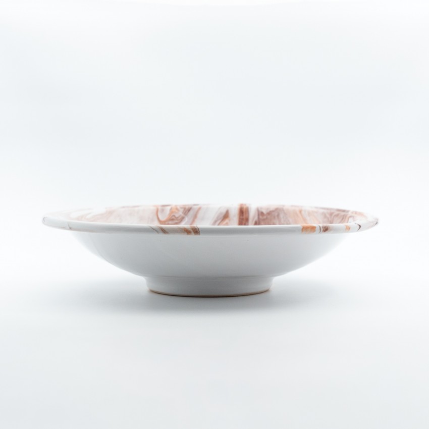 Plat de service Marbré Marron et Orange D 33 cm