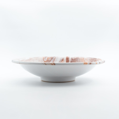 Plat de service Marbré Marron et Orange D 33 cm