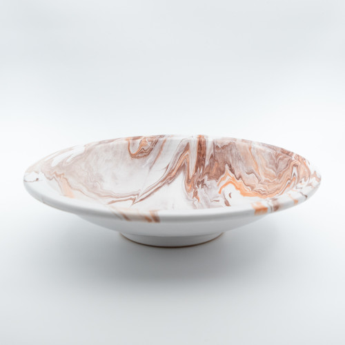 Plat de service Marbré Marron et Orange D 33 cm