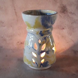 Brûle parfum Marbré bleu, jaune et blanc - Grand Modèle