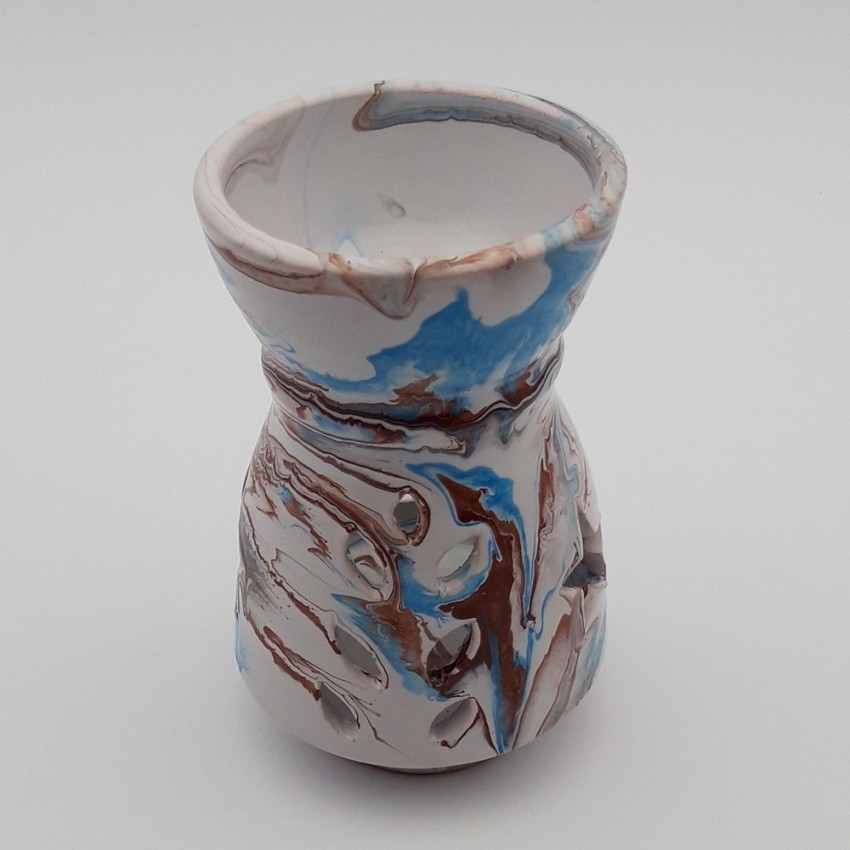 Brûle parfum Marbré marron, bleu et blanc - Grand Modèle