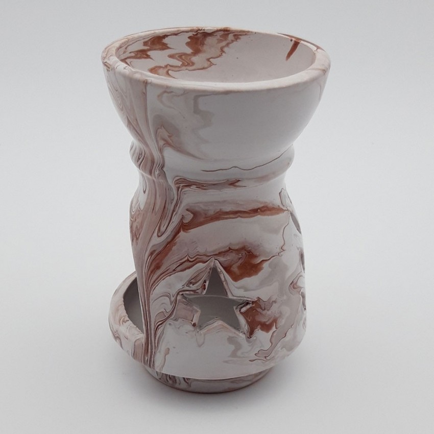 Brûle parfum Marbré marron, gris et blanc - Grand Modèle