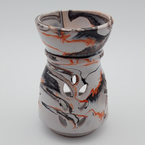 Brûle parfum Marbré rouge et noir et blanc - Grand Modèle