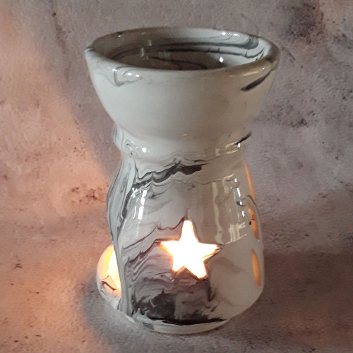 Brûle parfum Marbré noir et blanc - Grand Modèle